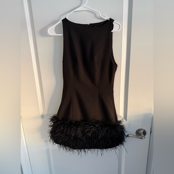 Zara - Stretchy Feather Dress - Black Mini Dress with Feathered Hem - LimitedEd - Picture 2 of 13